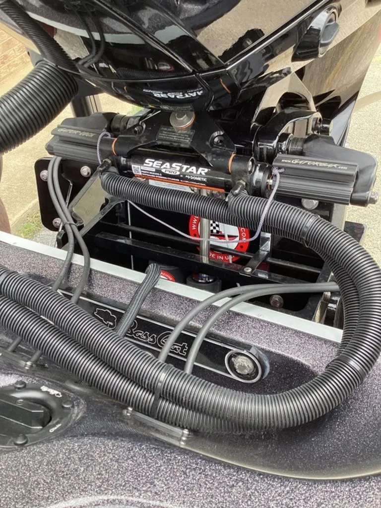 Slide: The Image of Close-up of Bass Cat Eyra 2026 boat steering system. - 33