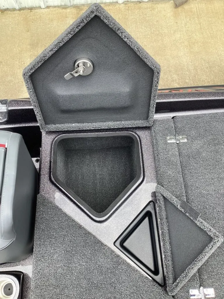 Slide: The Image of 2026 Bass Cat Eyra boat with storage compartments and lockable hatch. - 34