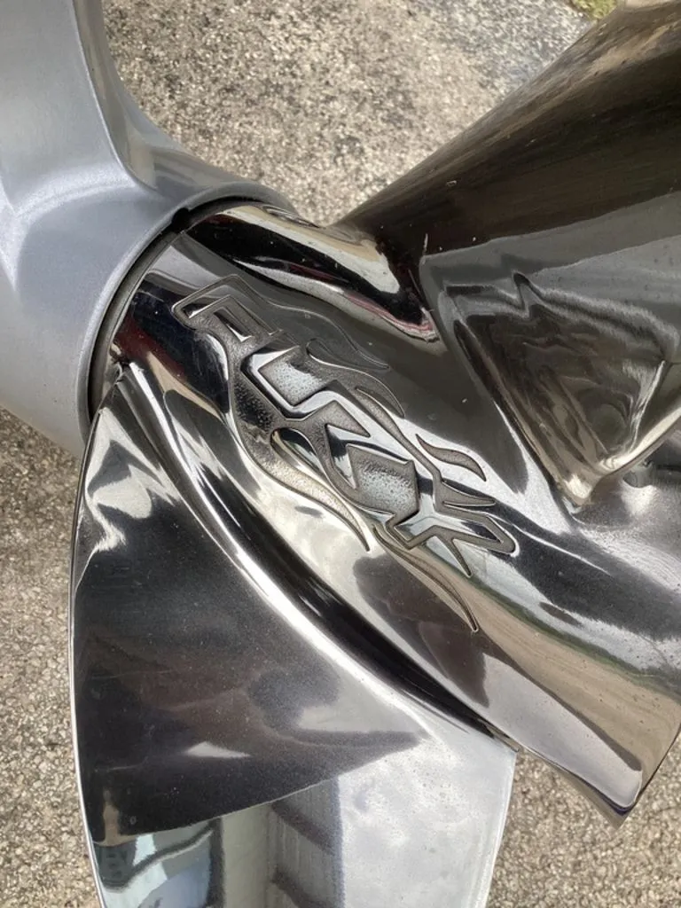 Slide: The Image of Close-up of a Bass Cat Eyra 2026 boat propeller. - 6