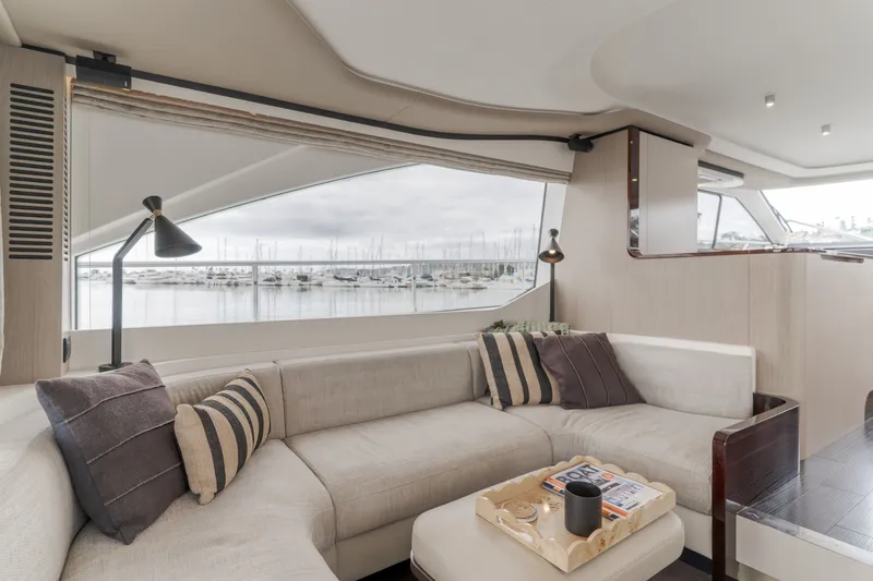 Slide: The Image of Interior of Azimut Fly 60 yacht, modern design, comfortable seating area. - 29