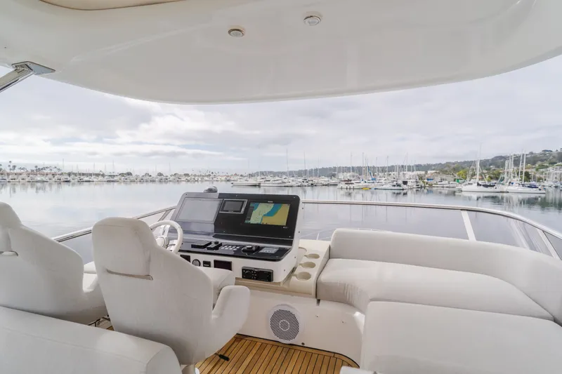 Slide: The Image of Interior view of 2020 Azimut Fly 60 yacht overlooking marina. - 40