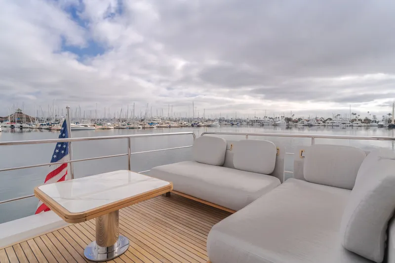 Slide: The Image of Azimut Fly 60 Yacht 2020 with harbor view and luxurious deck. - 44