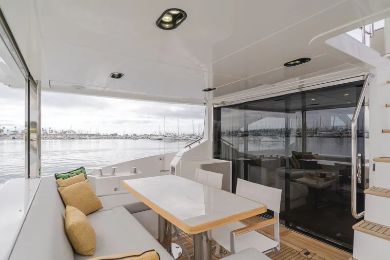 Slide: The Image of Azimut Fly 60 Yacht 2020 with stylish deck and harbor view. - 45