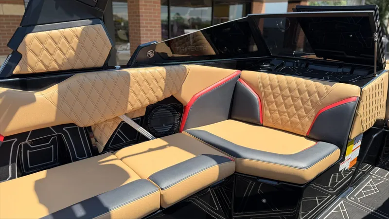 Slide: The Image of Interior of 2024 Tigé 24RZX with luxurious upholstery. - 18