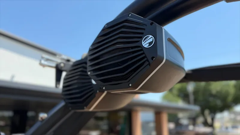 Slide: The Image of Close-up of a speaker on a 2024 Tigé 24RZX boat. - 23