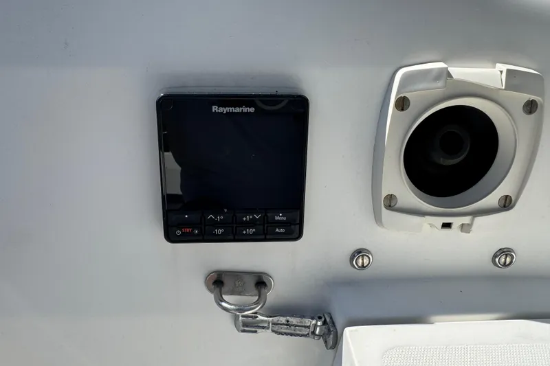 Slide: The Image of Raymarine control panel on 1996 Catalina 36 MkII sailboat dashboard. - 30