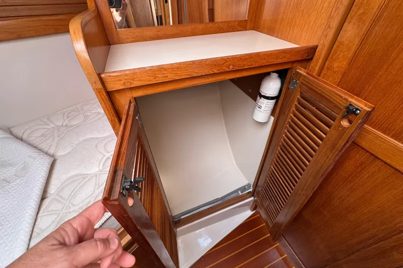 Slide: The Image of Wooden cabinet with open door in 1996 Catalina 36 MkII sailboat interior. - 41