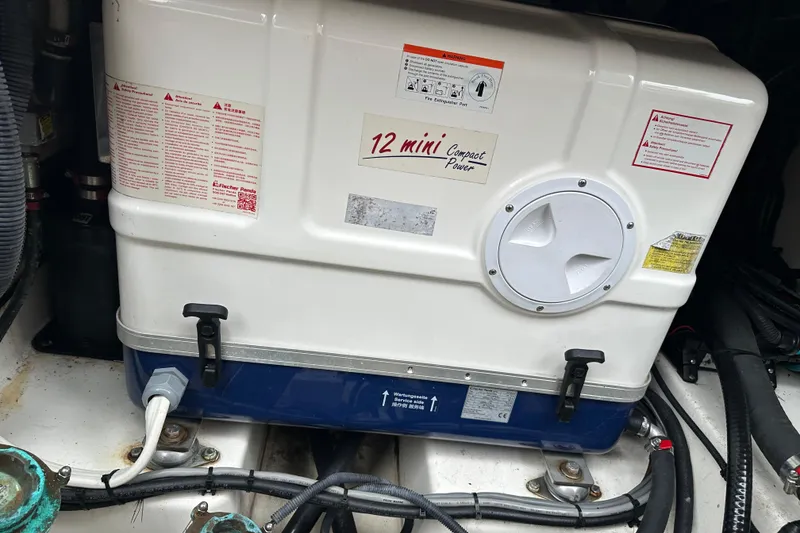 Slide: The Image of Fischer Panda generator in 2020 Boston Whaler 420 Outrage boat engine room. - 43