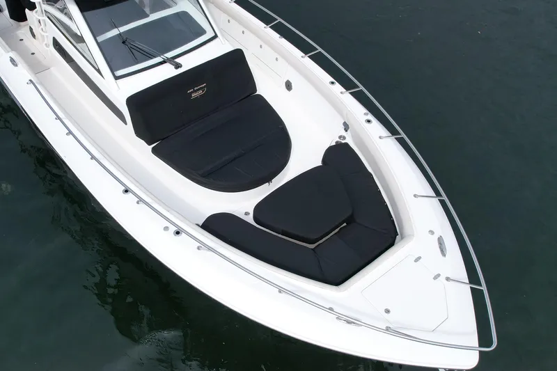 Slide: The Image of 2020 Boston Whaler 420 Outrage boat with sleek design and comfortable seating. - 6