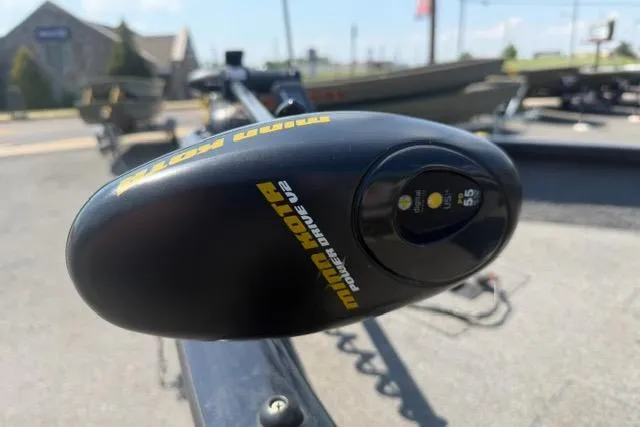 Slide: The Image of Minn Kota PowerDrive V2 motor on 2015 Tracker Super Guide V-16 SC boat. - 8