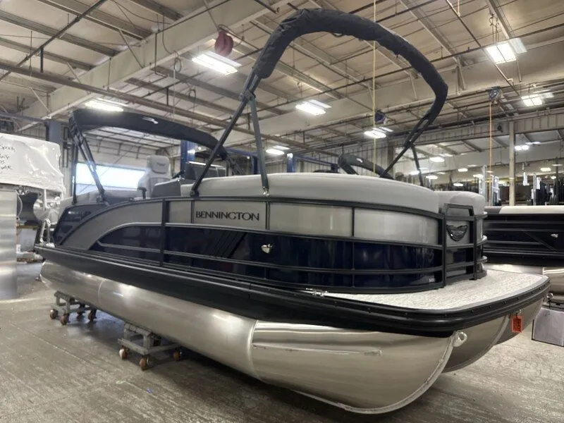 The Image of 2026 Bennington 22 M Fastback pontoon boat in a workshop. - 1