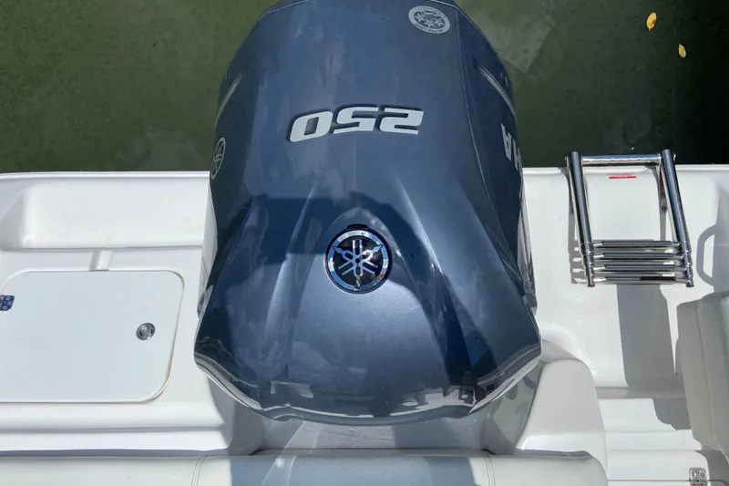 Slide: The Image of 2023 Tidewater 220 LXF boat with Yamaha 250 engine and swim ladder. - 17