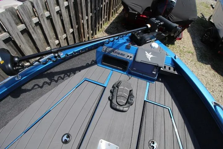 Slide: The Image of 2026 Vexus ADX 190 boat deck with advanced control panel and trolling motor. - 20