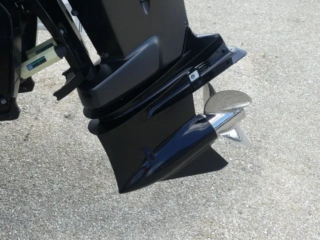 Slide: The Image of Close-up of a 2021 Blue Wave 2300 Pure Bay boat propeller. - 10