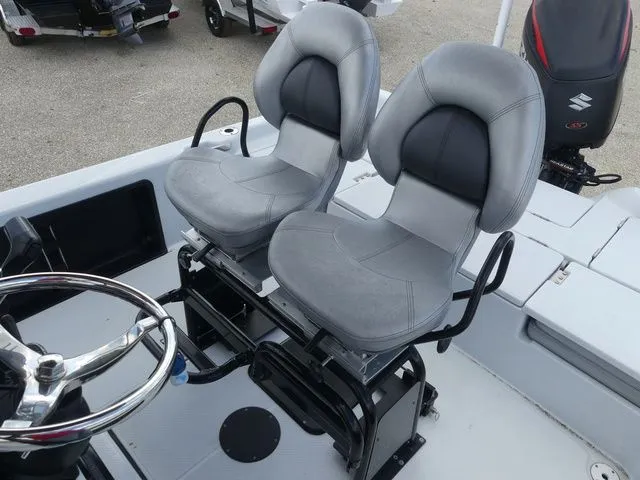 Slide: The Image of Interior of 2021 Blue Wave 2300 Pure Bay with gray seats. - 16