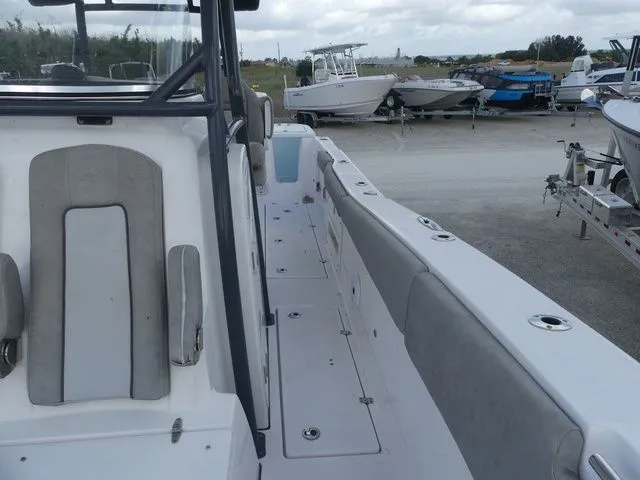Slide: The Image of Interior view of a 2021 Sea Fox 328 Commander boat deck. - 17