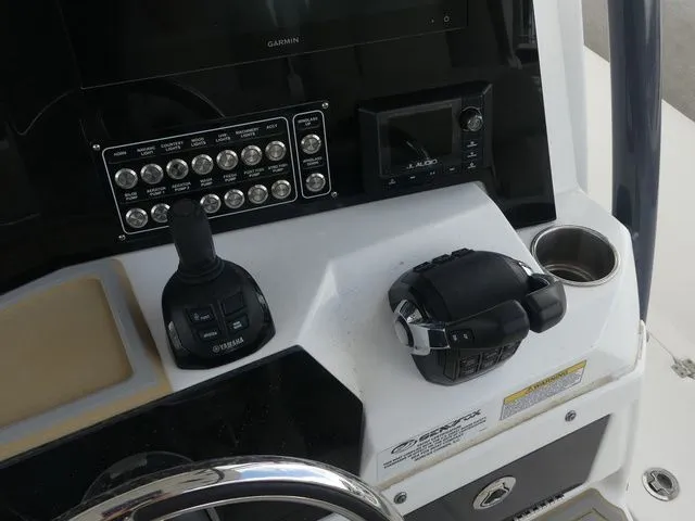 Slide: The Image of Control console of 2021 Sea Fox 328 Commander with controls. - 33