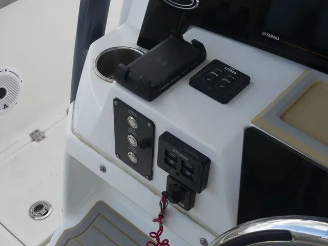 Slide: The Image of Control console of 2021 Sea Fox 328 Commander with controls. - 36