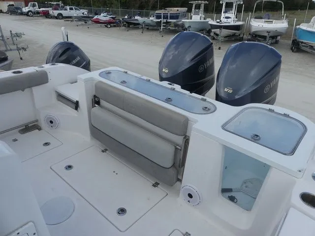 Slide: The Image of Interior view of a 2021 Sea Fox 328 Commander boat with Yamaha engines. - 42