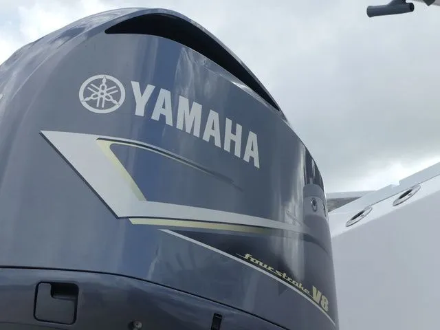 Slide: The Image of Yamaha V8 outboard motor on a 2021 Sea Fox 328 Commander. - 8