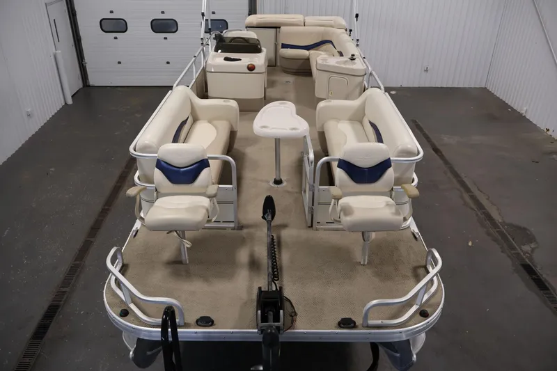 Slide: The Image of 2008 Sun Tracker Party Barge 24 DLX pontoon boat with spacious seating and modern design. - 6