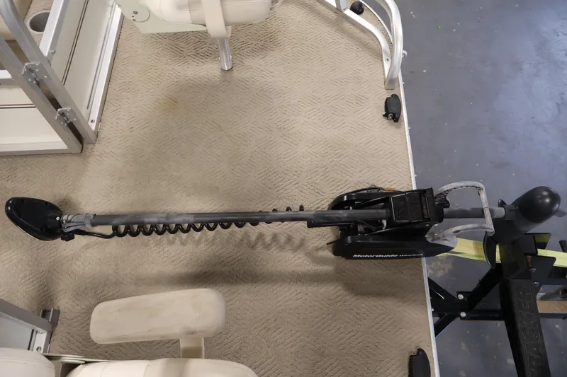 Slide: The Image of Trolling motor on 2008 Sun Tracker Party Barge 24 DLX pontoon boat deck. - 8
