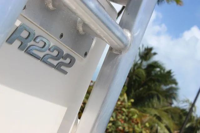 Slide: The Image of Close-up of Robalo R222 boat emblem, 2019 model. - 10