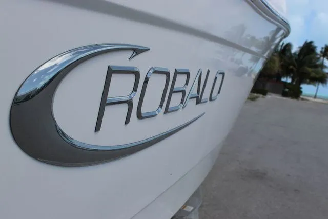 Slide: The Image of Close-up of Robalo R222 boat logo, 2019 model. - 11