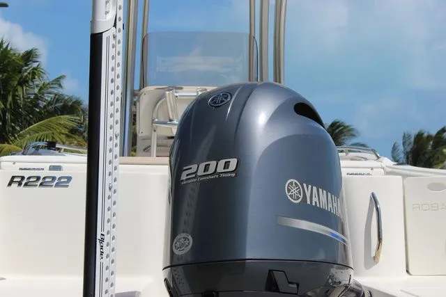 Slide: The Image of 2019 Robalo R222 boat with Yamaha 200 outboard motor. - 8