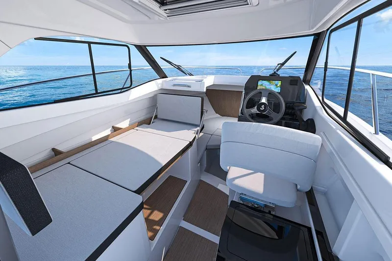 Slide: The Image of Interior of 2026 Beneteau Antares 7 with modern helm station. - 15