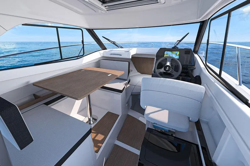 Slide: The Image of Interior of 2026 Beneteau Antares 7 with modern helm station. - 12