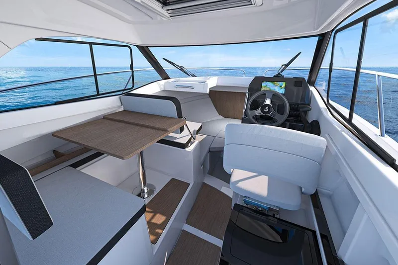 Slide: The Image of Interior of 2026 Beneteau Antares 7 with modern helm station. - 13