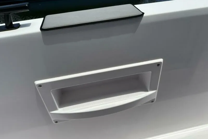 Slide: The Image of Close-up of a 2021 Axopar Brabus 37 XC Cross Cabin handle detail. - 11