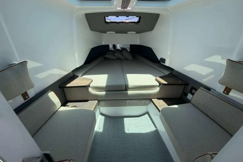 Slide: The Image of Luxurious interior cabin of 2021 Axopar Brabus 37 XC Cross Cabin boat. - 25