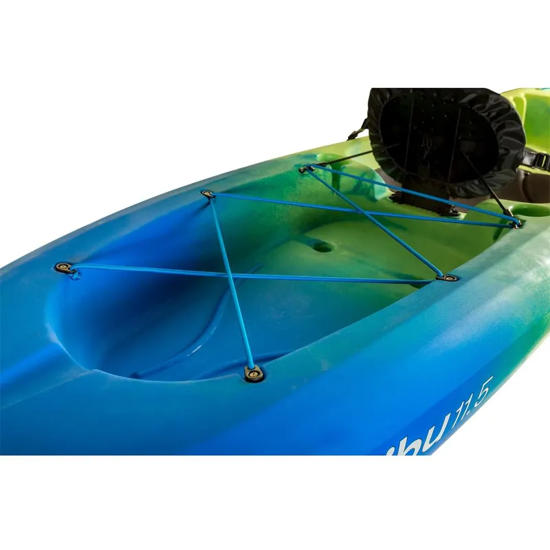 Slide: The Image of Ocean Kayak Malibu 11.5, 2023 model, blue-green kayak with bungee storage. - 23