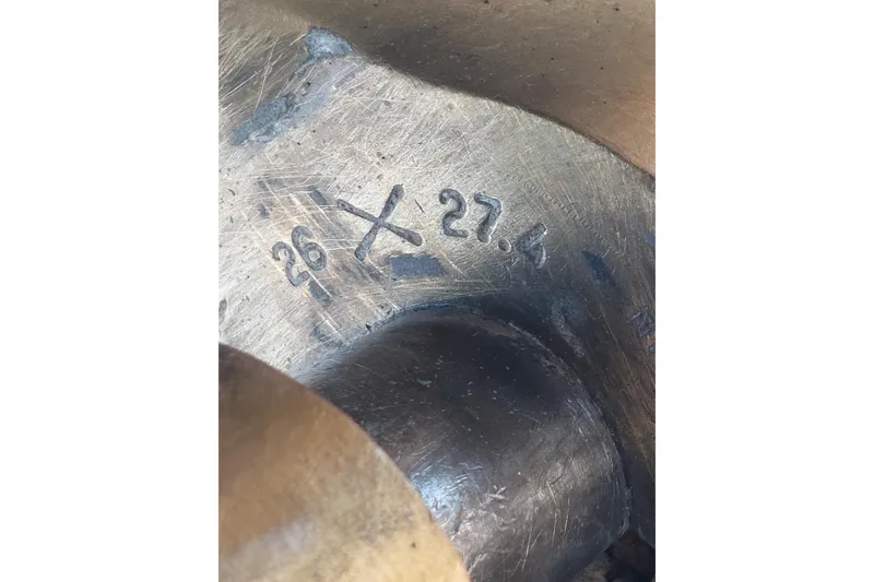 Slide: The Image of Close-up of engraved numbers on a 1993 Tollycraft 45 Cockpit Motor Yacht component. - 46