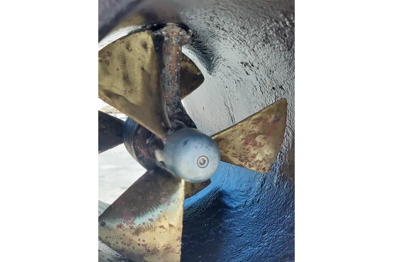 Slide: The Image of Propeller of 1993 Tollycraft 45 Cockpit Motor Yacht, showing wear and patina. - 48