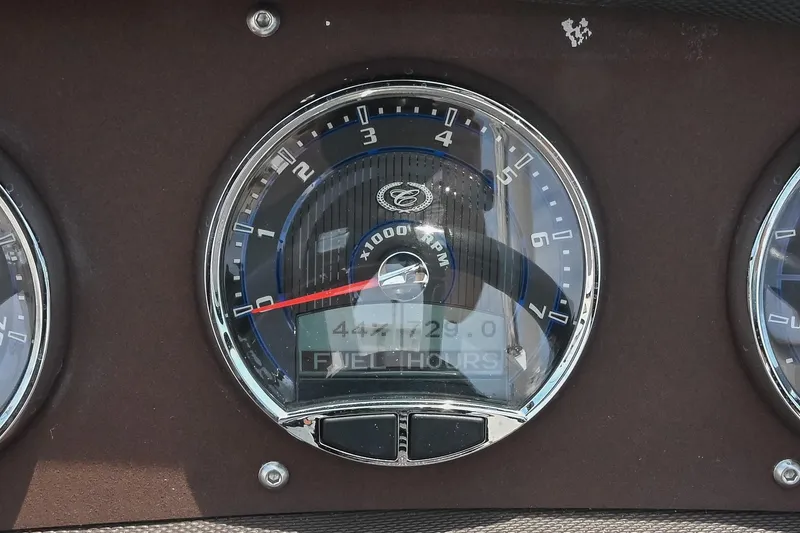 Slide: The Image of Tachometer of 2022 Cobalt CS22 boat displaying RPM and fuel hours. - 46