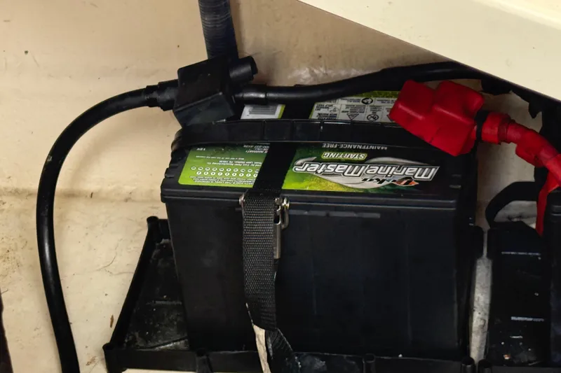 Slide: The Image of Marine battery installed in a 2010 Sea Ray 240 Sundancer boat. - 22