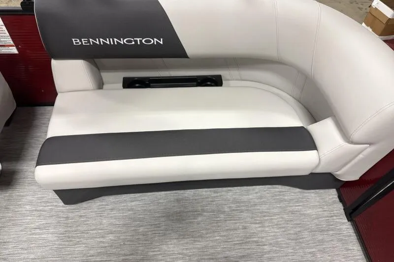 Slide: The Image of 2026 Bennington S 20 SSR boat seat with gray and white upholstery. - 10
