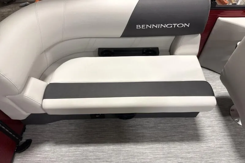 Slide: The Image of 2026 Bennington S 20 SSR boat seat with gray and white upholstery. - 9