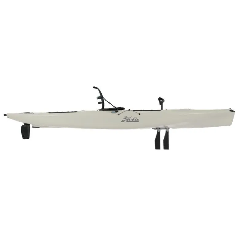 Slide: The Image of 2023 Hobie Outback kayak, side view, white color, with pedal drive system. - 21