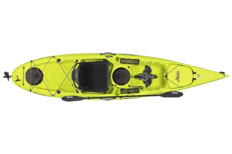 Slide: The Image of 2023 Hobie Revolution 11 kayak, top view, bright yellow. - 13