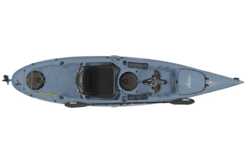 Slide: The Image of 2023 Hobie Revolution 11 kayak, top view, blue color. - 14