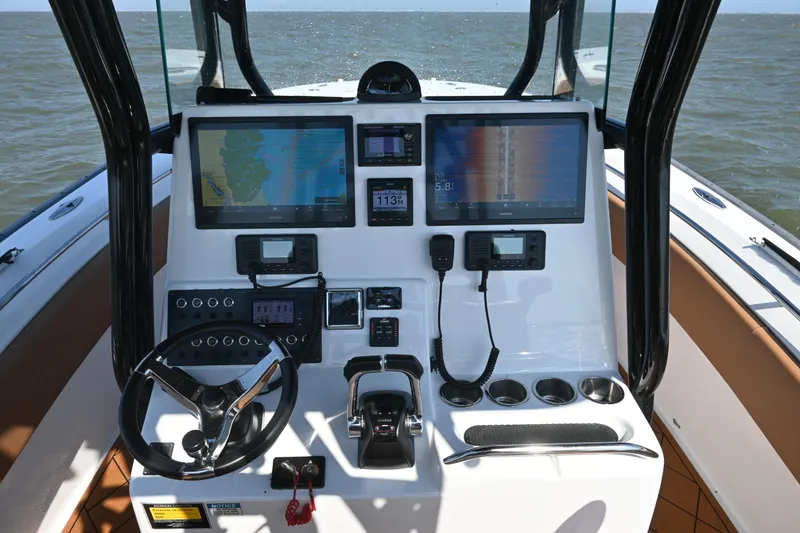 Slide: The Image of Cockpit of 2021 Cape Horn 32 T boat with advanced navigation systems. - 29