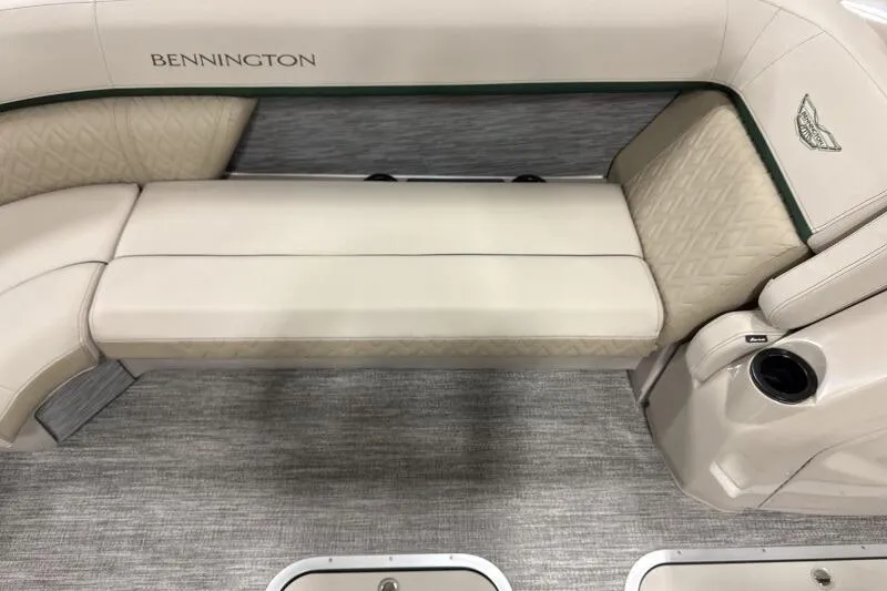 Slide: The Image of 2026 Bennington 24 M L-Bench with beige upholstery and elegant design. - 17