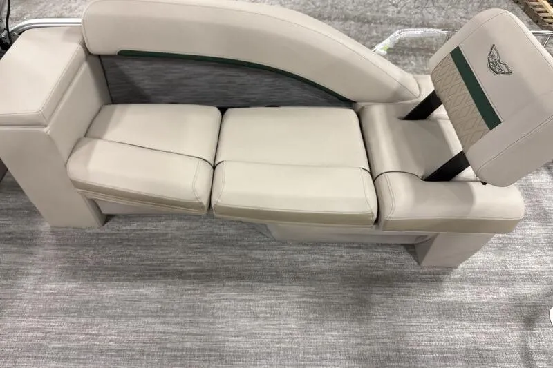 Slide: The Image of 2026 Bennington 24 M L-Bench with beige upholstery and elegant design. - 19