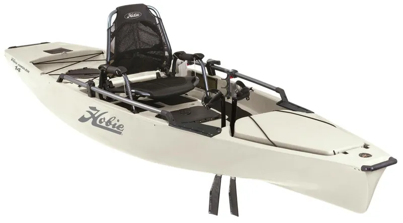 Slide: The Image of 2022 Hobie Mirage Pro Angler 14 kayak with pedal drive system and comfortable seat. - 7