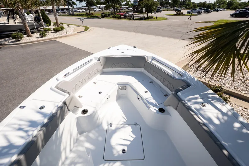 Slide: The Image of 2026 Blazer Bay Makaira 2600 boat interior, featuring spacious seating and sleek design. - 9