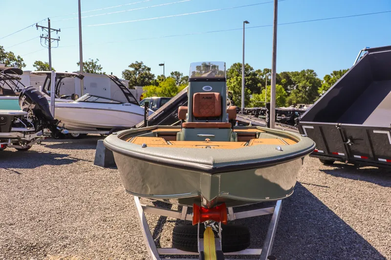 Slide: The Image of 2026 Avid 21 FSX boat on trailer in outdoor dealership lot. - 8